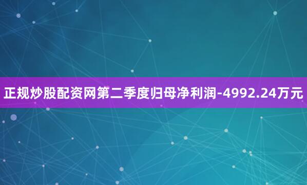 正规炒股配资网第二季度归母净利润-4992.24万元