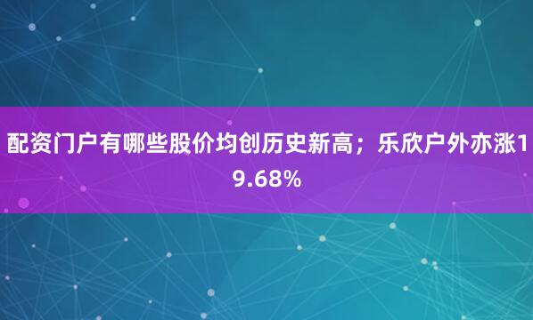 配资门户有哪些股价均创历史新高；乐欣户外亦涨19.68%