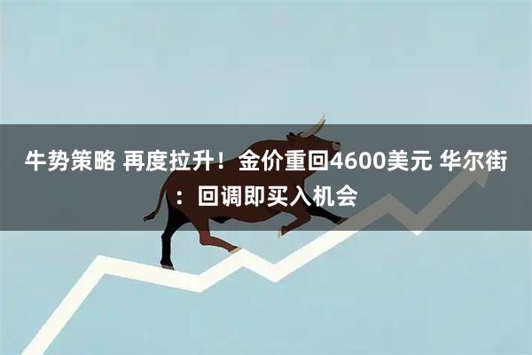 牛势策略 再度拉升！金价重回4600美元 华尔街：回调即买入机会