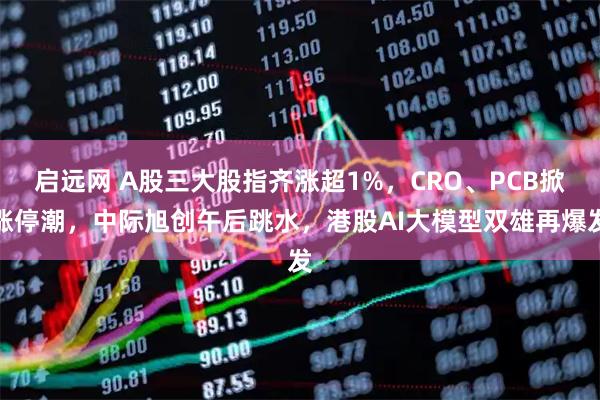 启远网 A股三大股指齐涨超1%，CRO、PCB掀涨停潮，中际旭创午后跳水，港股AI大模型双雄再爆发